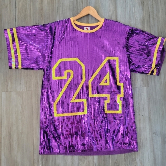 NWOT LA Lakers Kobe Bryant Jersey Oversized Top Dress w/ Sequence 💜💛 - Picture 1 of 10